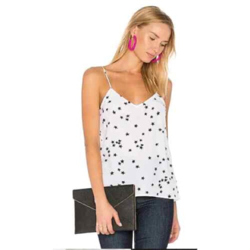 Equipment Layla Silk Cami Black Stars Bright White Size Large
